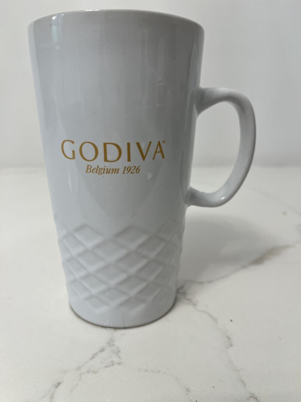 Mug Godiva Belgium 1926 16 oz  Stoneware Basket Weave